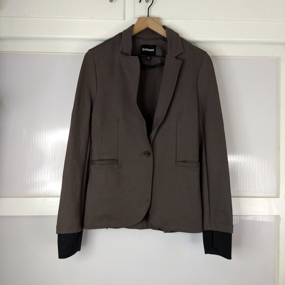 Betabrand Gray Ponte Knit Work Active Thumb Holes Blazer Jacket Stretch Medium - Picture 1 of 14